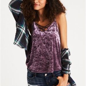 American Eagle Strappy Crushed Velvet Tank